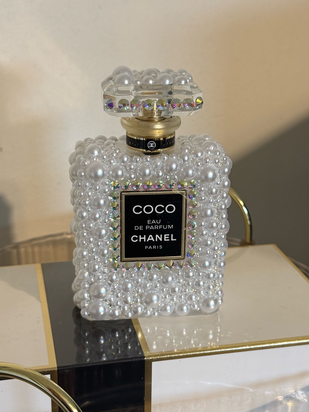 CHANEL White Pearl-Embellished Coco Eau de Parfum Decorative-empty